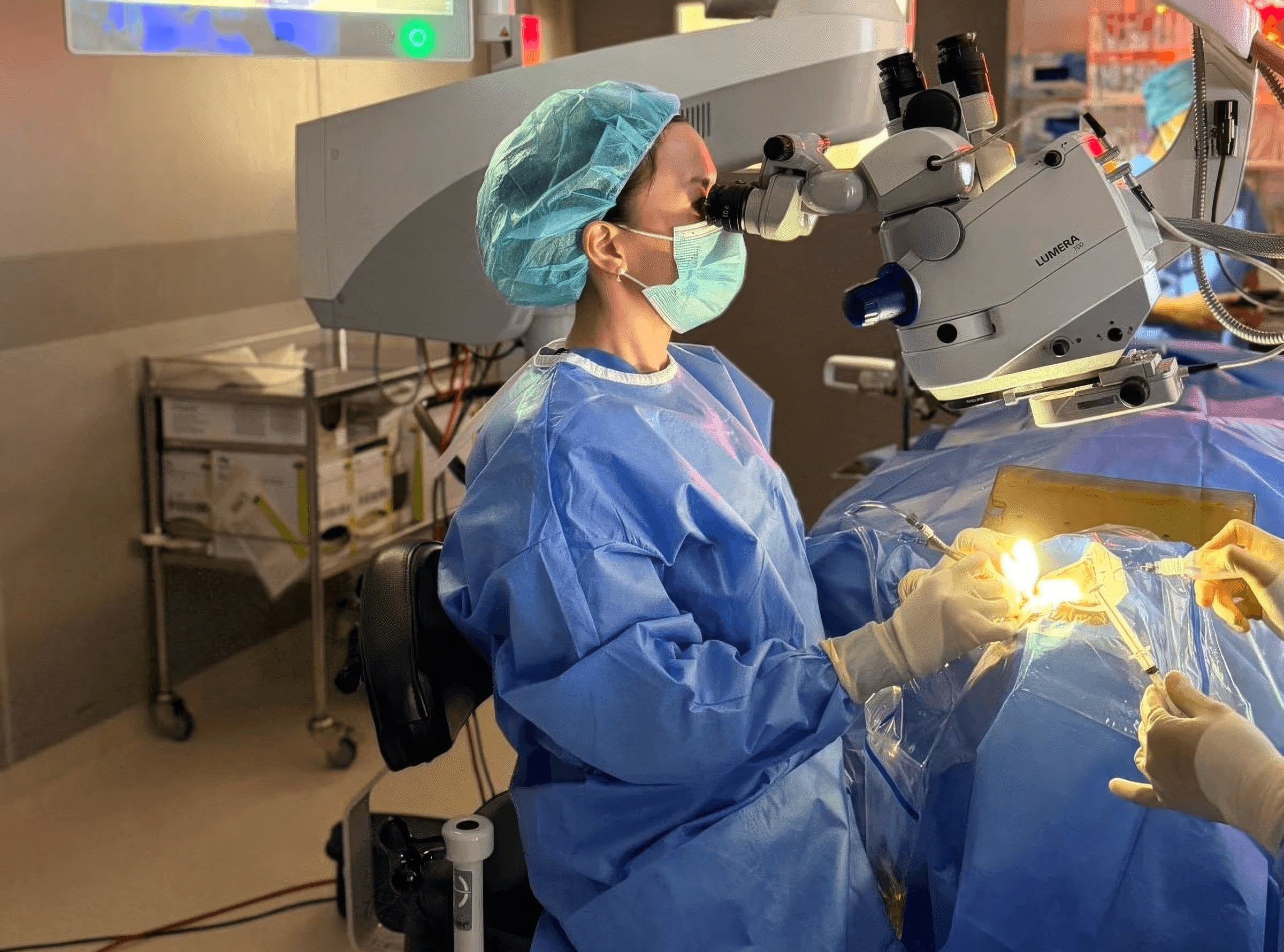 Ophthalmologist Dr Olivia Huang performing cataract surgery