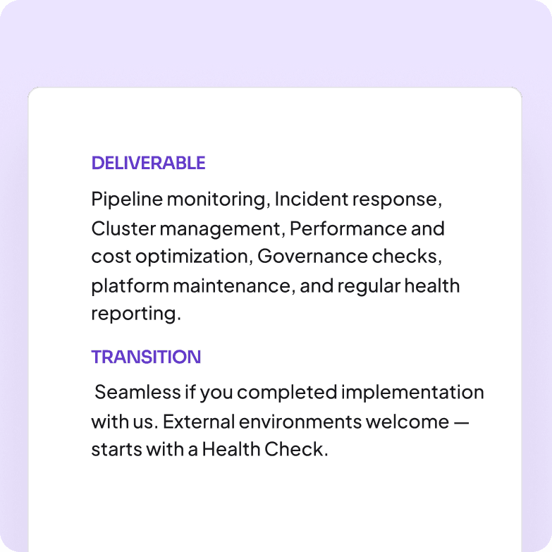 Managed Services — Lakehouse Guardian timeline & result