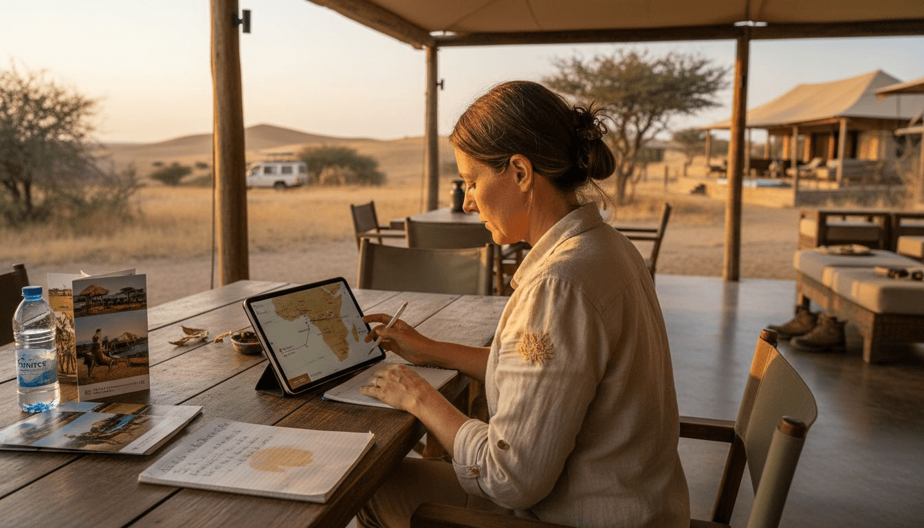 Travel planner crafting Namibia itinerary