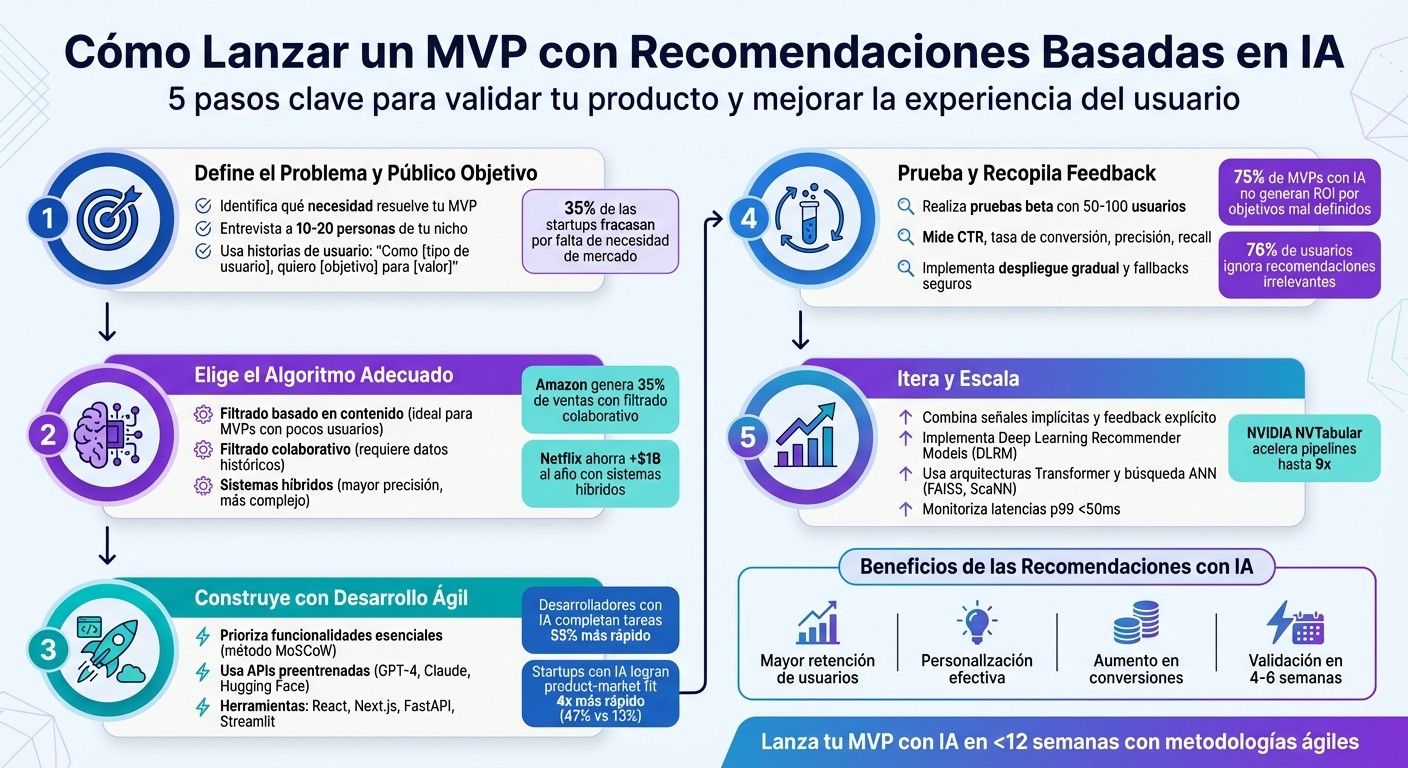 5 pasos para lanzar un MVP con recomendaciones basadas en IA