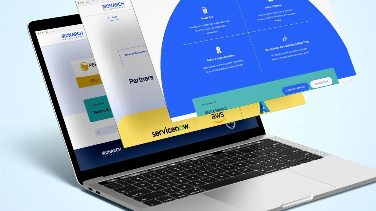 IronArch Technologies website on a laptop