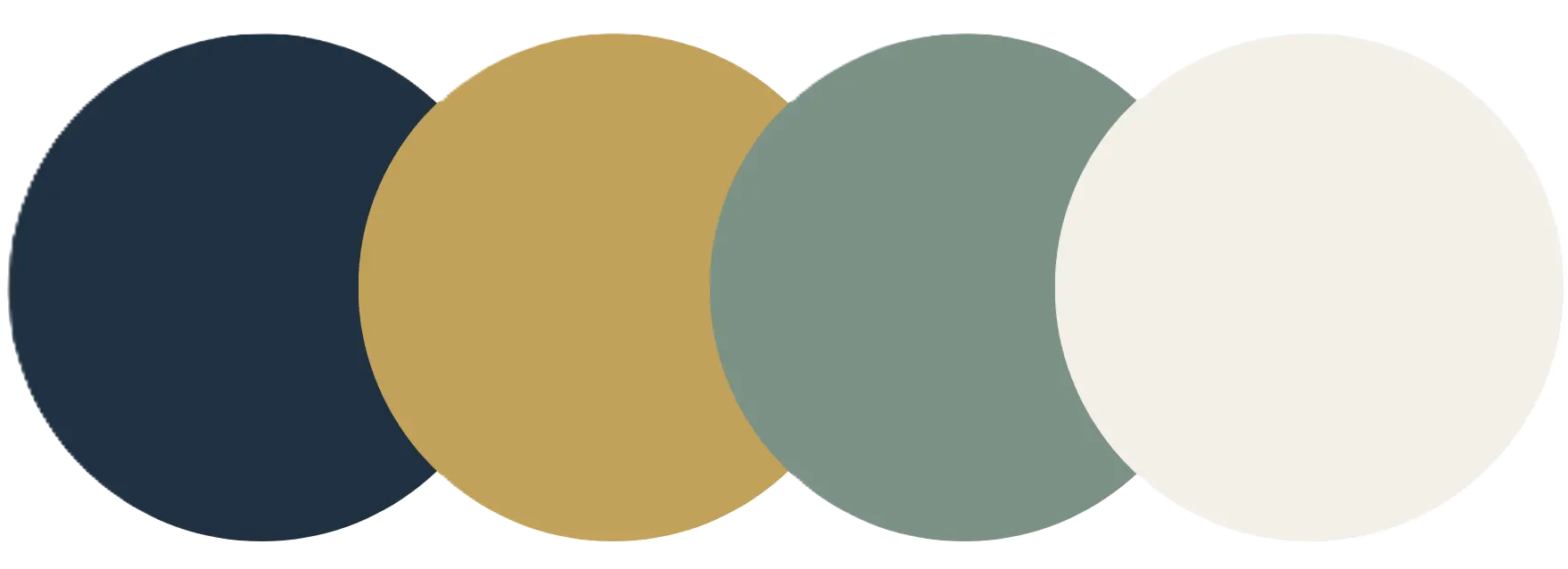 The brand colour palette for CairnPoint Consulting, displaying four circular swatches: deep navy, copper, dark sage green, and a warm cream.