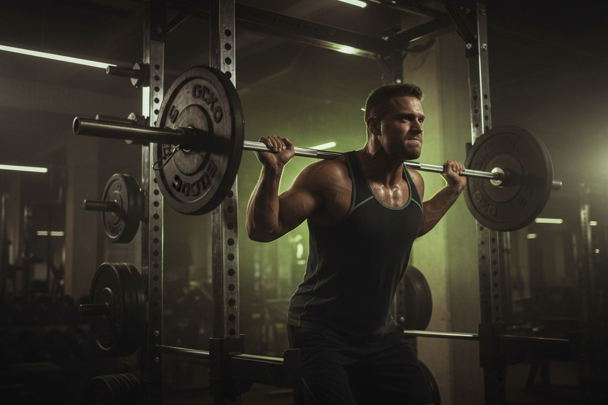 Person performing barbell squat