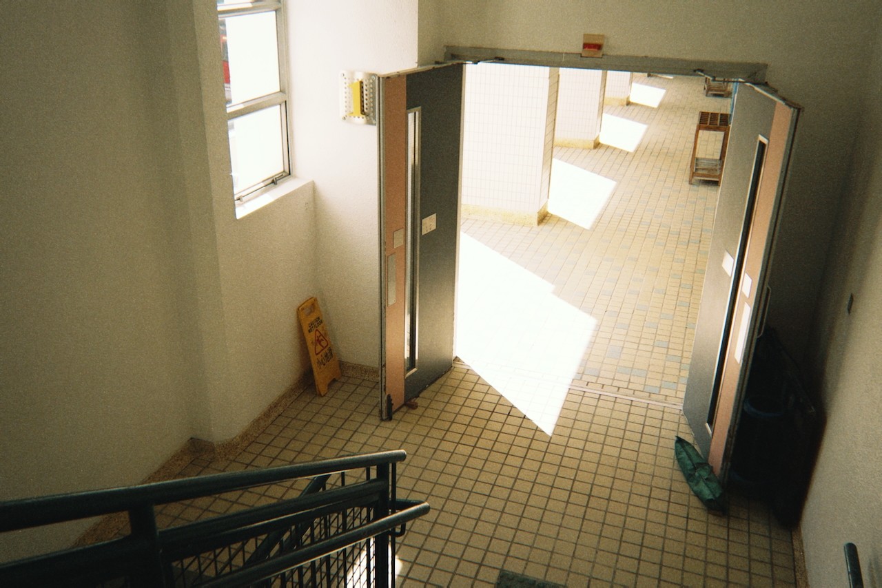 peaceful moment in the staircase of the middle school
