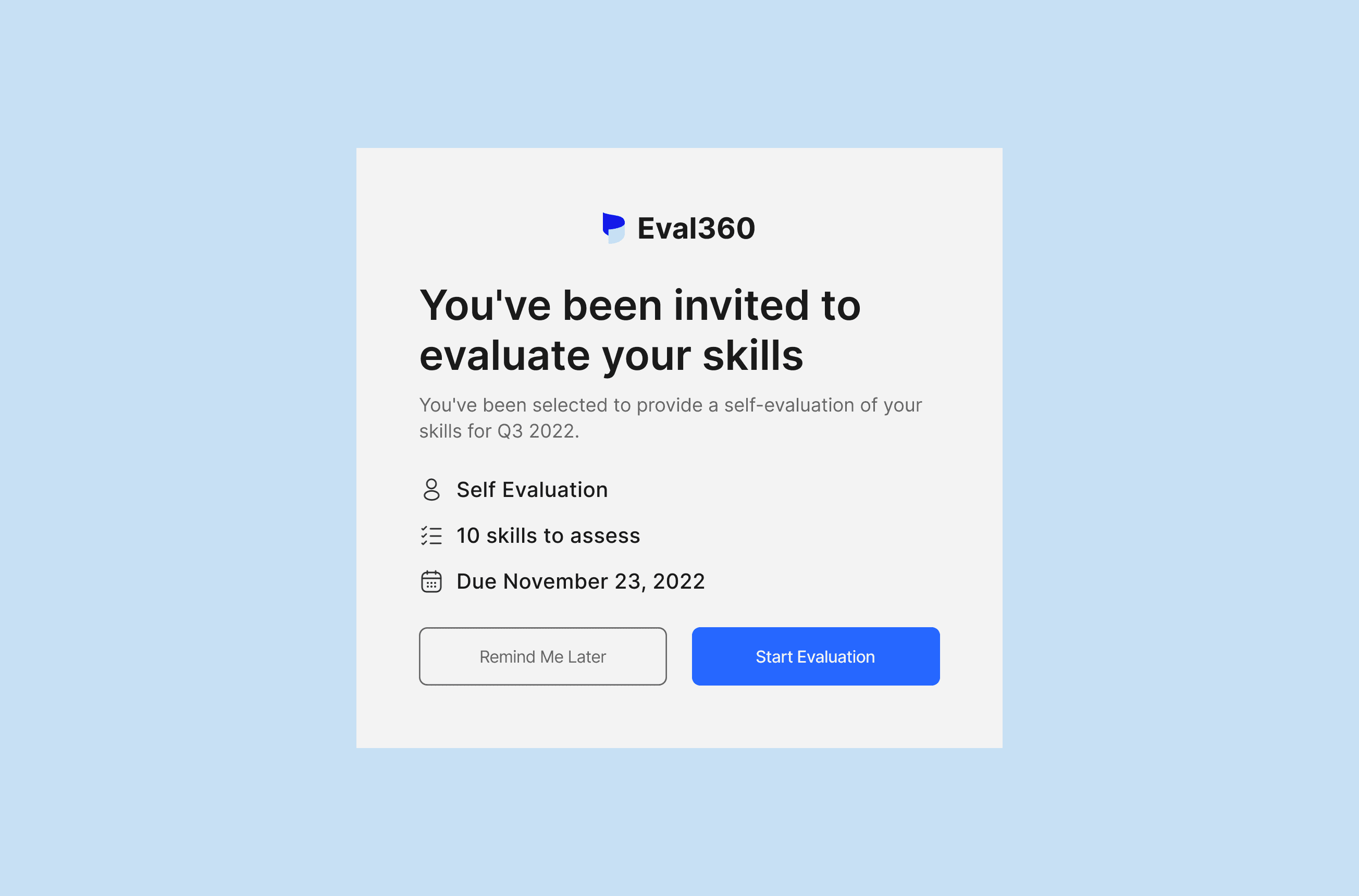 Feature 1: Receive Evaluation Invite