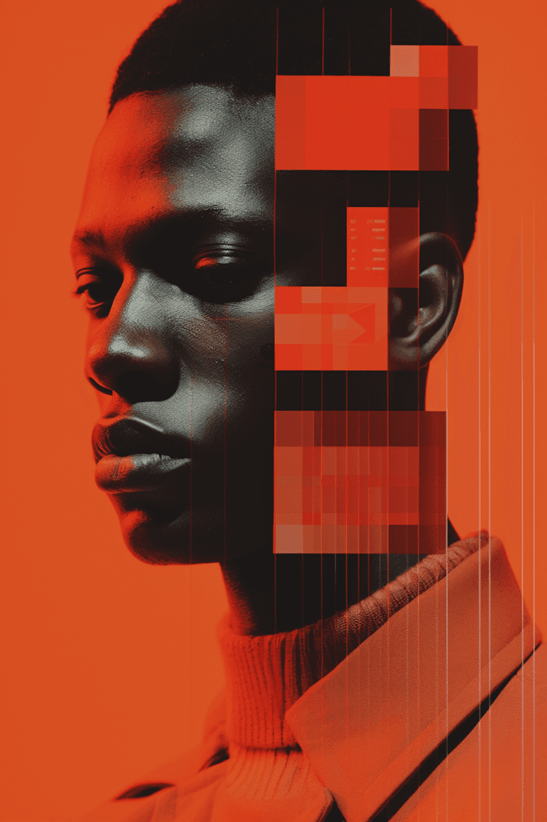 young black man in an orange background