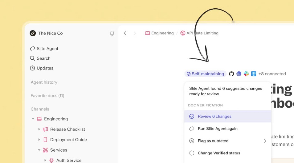 A Slite product screenshot