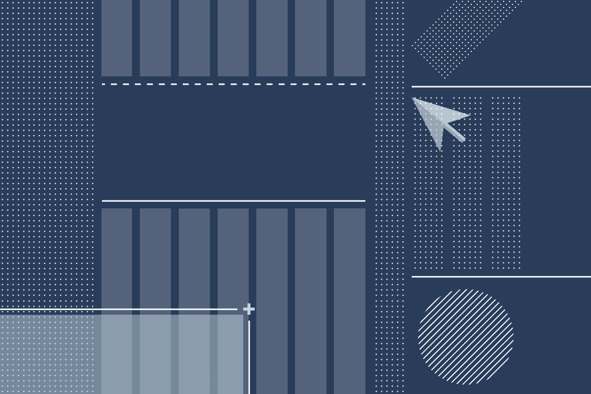 An illustration pattern of various grids for desktop, tablet, and mobile screens. 