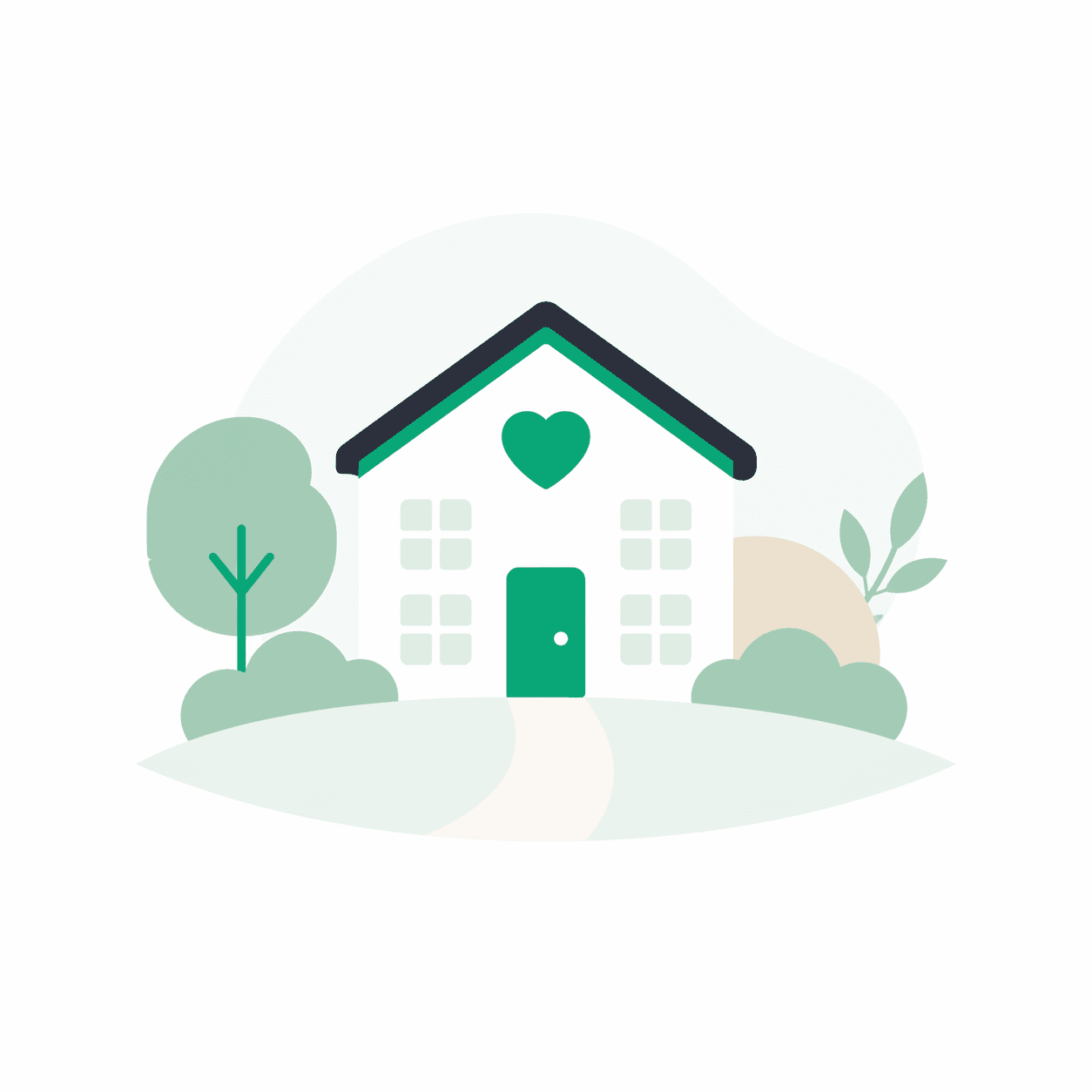 Care home icon representing a common adjustment period