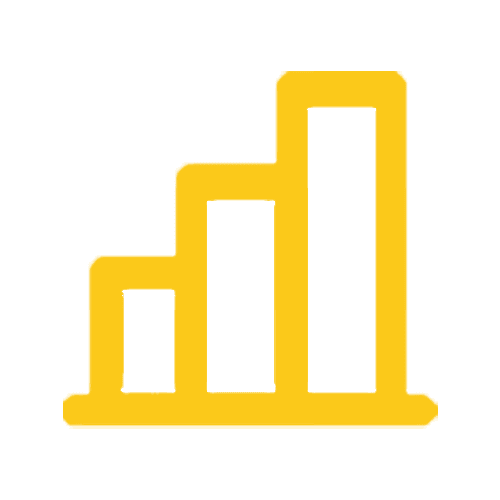 Yellow bar chart icon representing consistent production and quality metrics