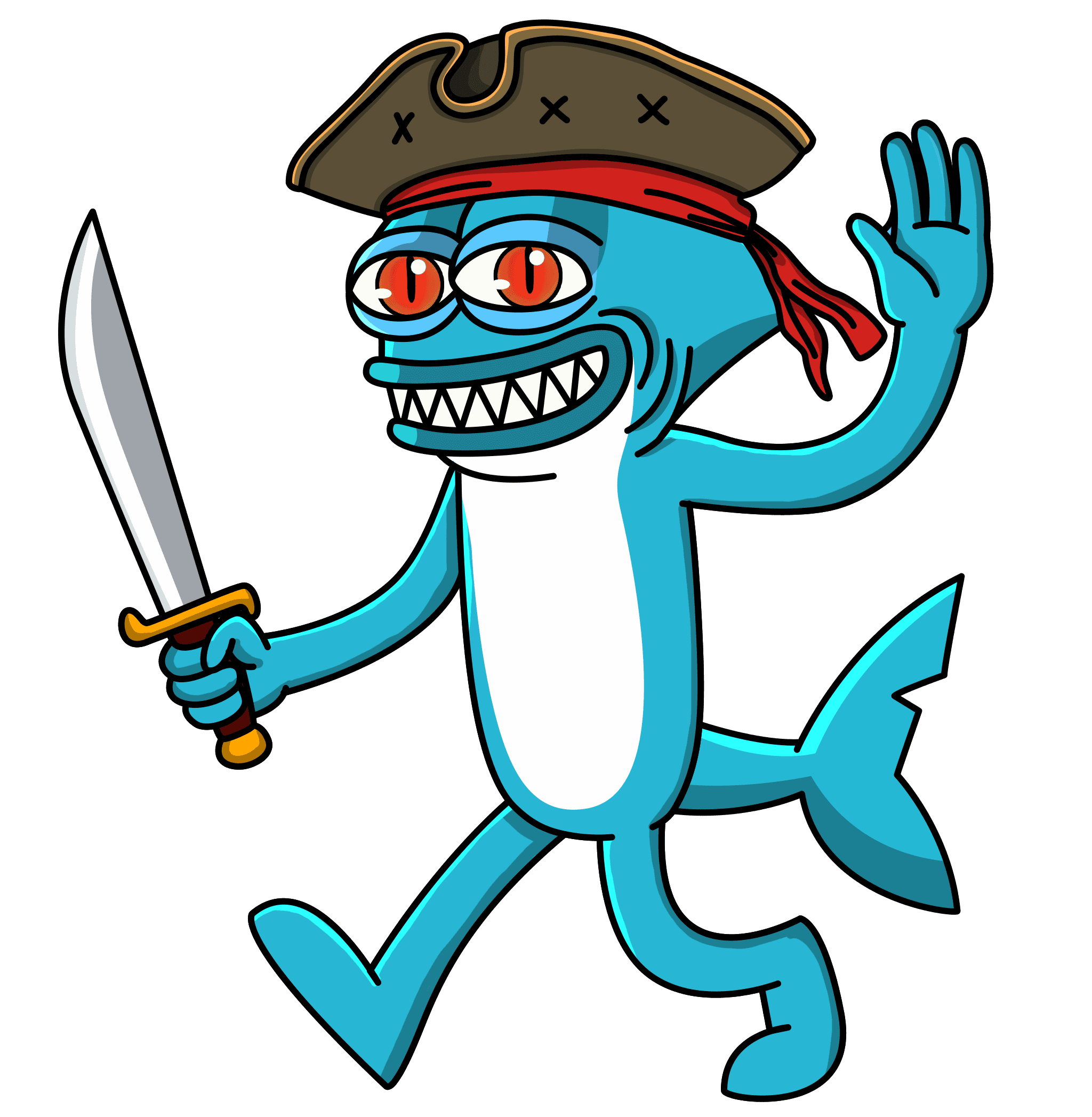 illustration of a coin shaped character walking between clouds