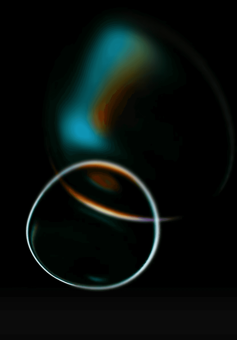 An abstract background image with two overlapping oval shapes, one larger and dark with green and red light refractions, and a smaller one with a white glowing outline, set against a black background, ideal for a "Why Choose Our Service" section.