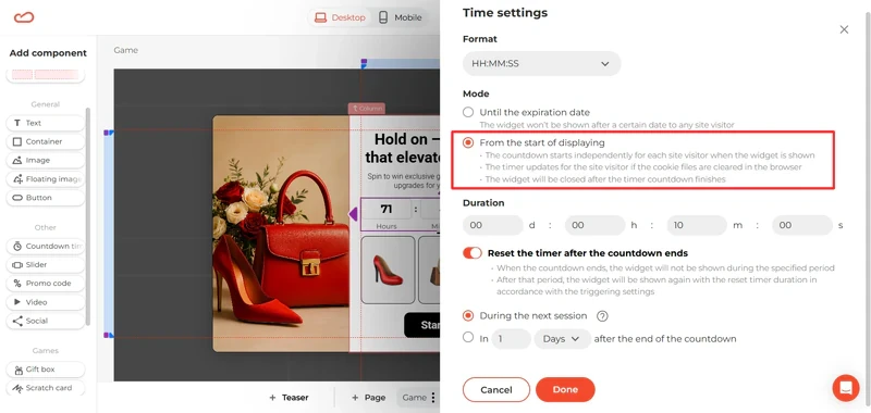 claspo-relative-countdown-timer-settings