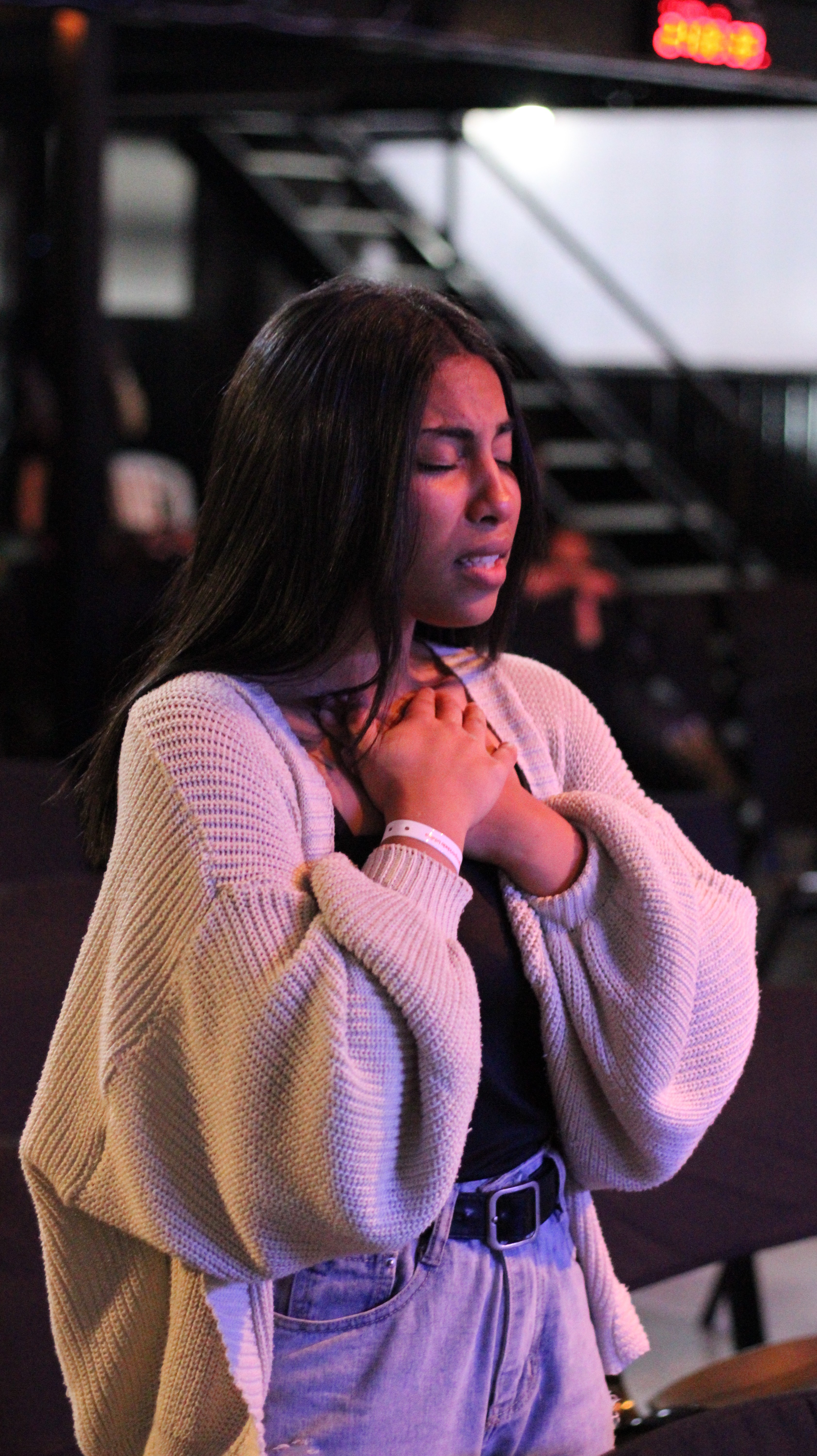 people near man on stage