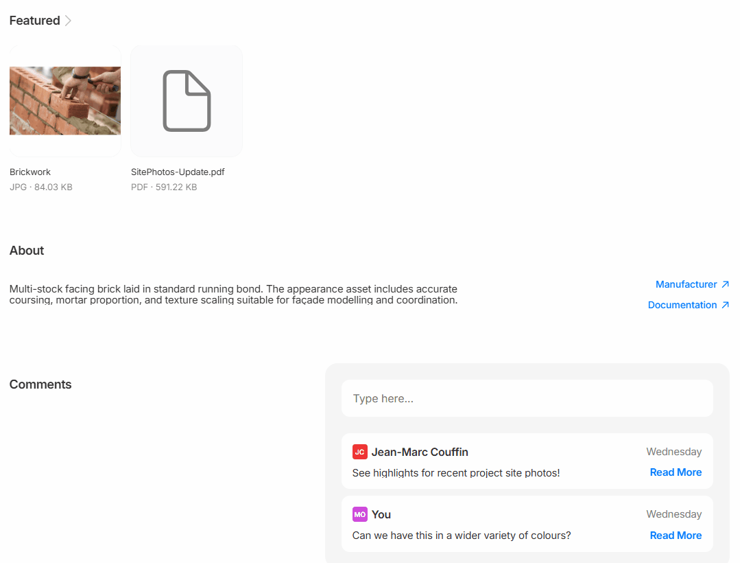Hyperlinks to relevant intranet pages or external websites can be added to the material.