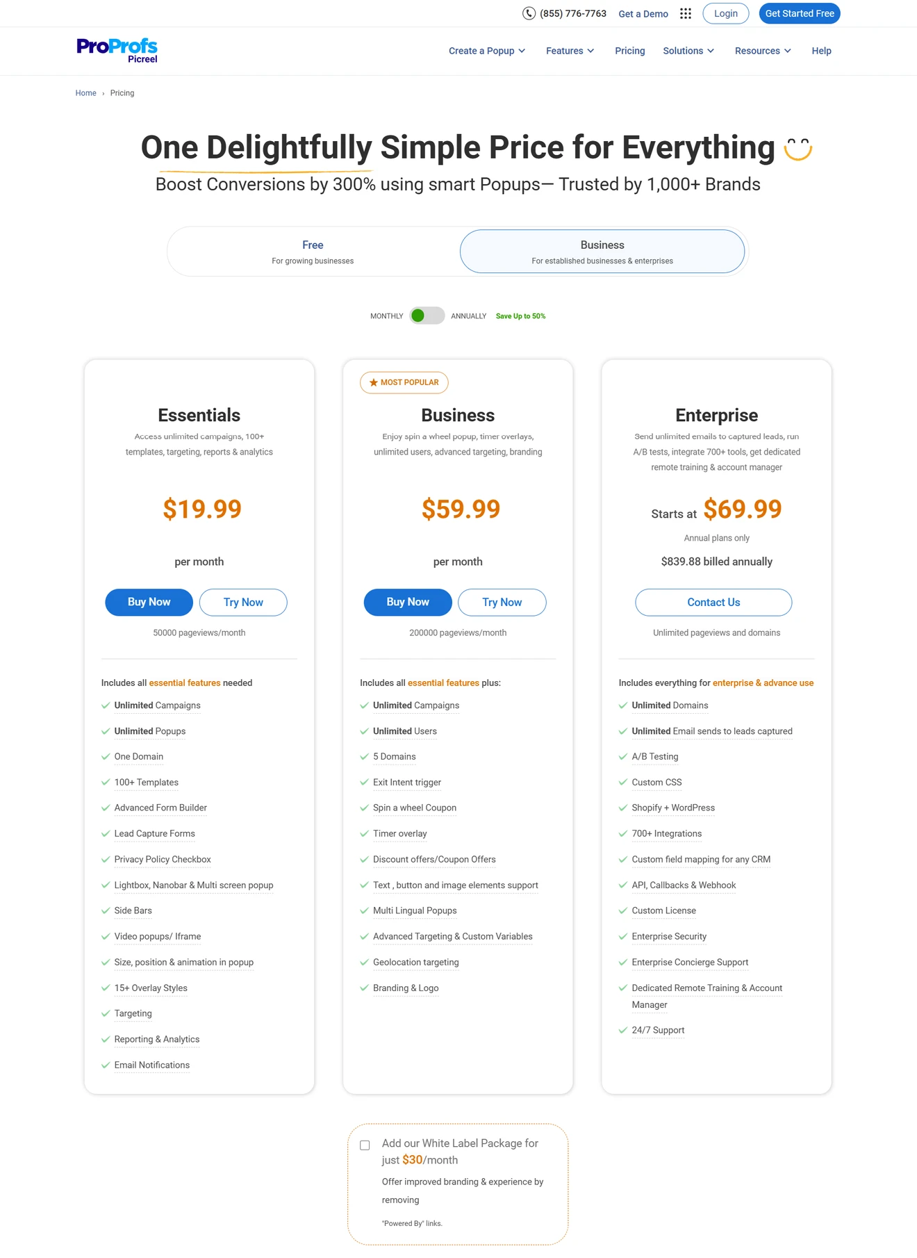 Picreel-pricing