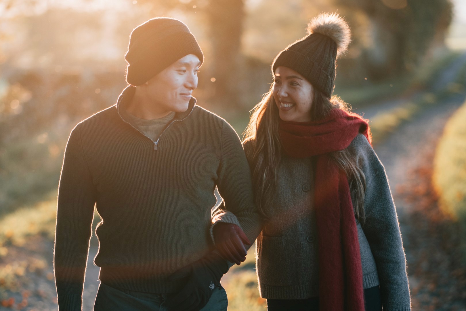 A couple looking at each other 