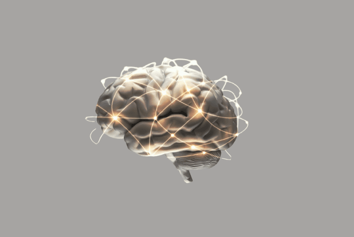 Illustration of a human brain with neural connections.