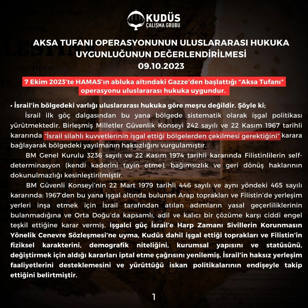 Aksa Tufanı Operasyonunun Uluslararası Hukuka Uygunluğunun Değerlendirilmesi