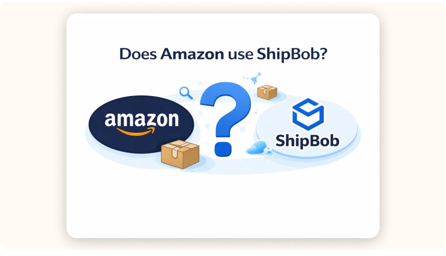 Amazon and ShipBob logos with question mark