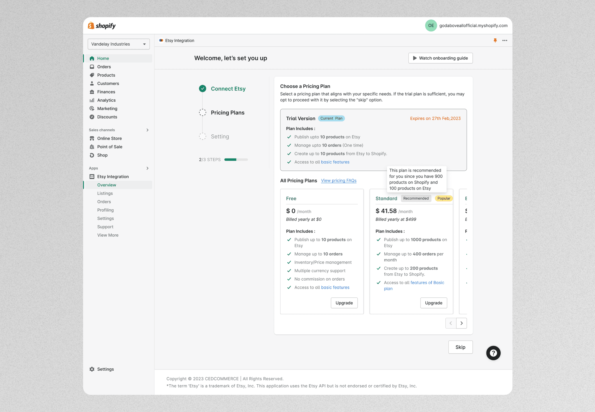 UI screen made up from polaris design system