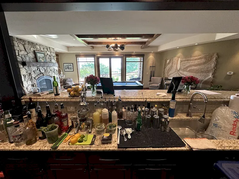 Bar setup in a wet bar area