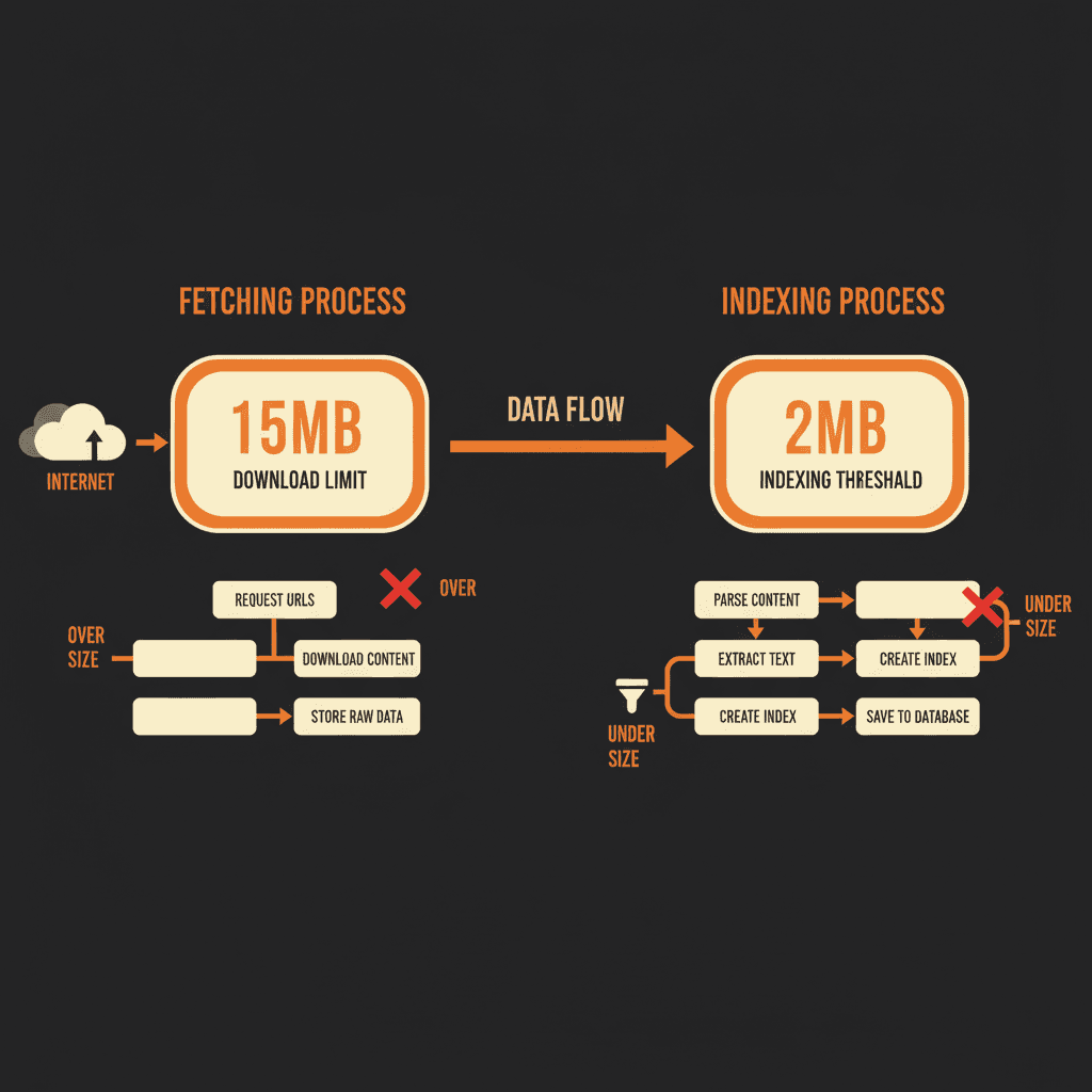Visual diagram explaining difference between Google fetching and indexing HTML files
