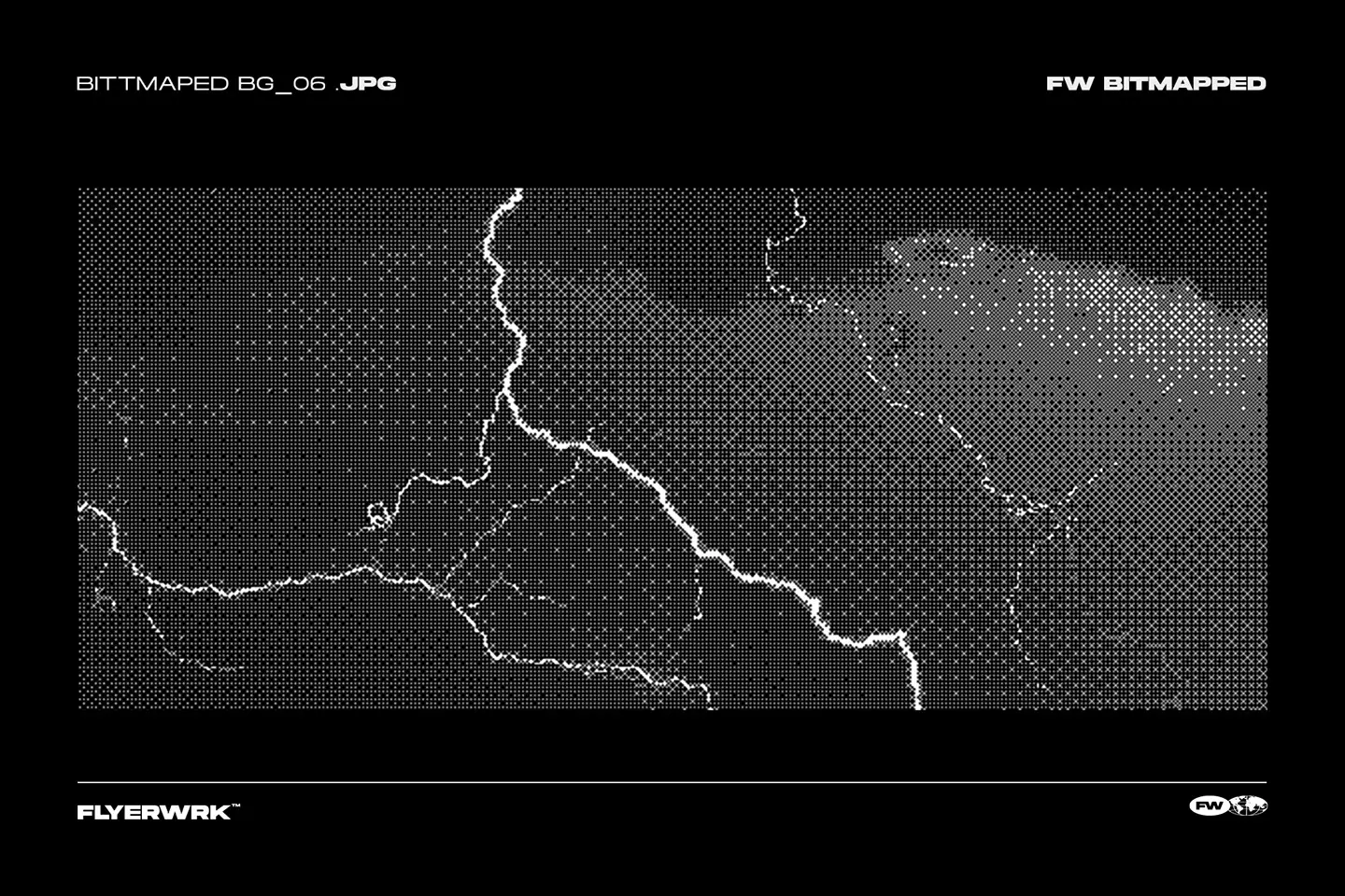 Bitmapped design elements lightning storm texture with brutalist halftone dither effect for retro poster designs