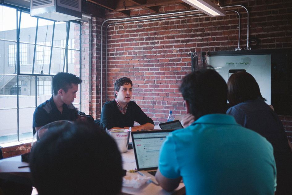 Meetings take place everywhere — from the lounge spaces to glass offices. One of the core company values is “knit”, which loosely translates to “collaboration”, so you’ll often find teams across disciplines working together.  Meeting rooms were named by employees and represent popular pins, such as Kale Chips, Hipster Babies and DIY.