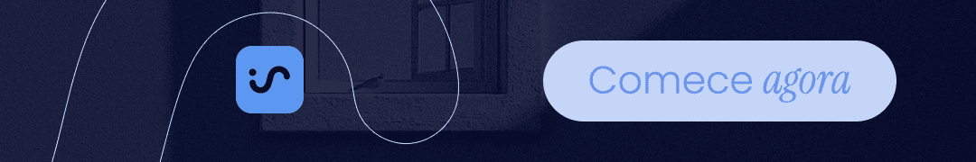 Um banner de rodapé de blog minimalista com um fundo azul profundo, um ícone de logotipo 'S' azul claro e um botão de chamada para ação (CTA) 'Comece agora' branco. O banner incentiva os usuários a se inscreverem ou explorarem mais conteúdo.