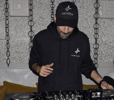 Woman near microphone in recording studio