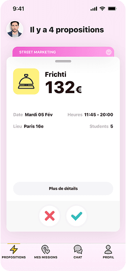 Interface mobile Student Pop conçue par Sigmoon