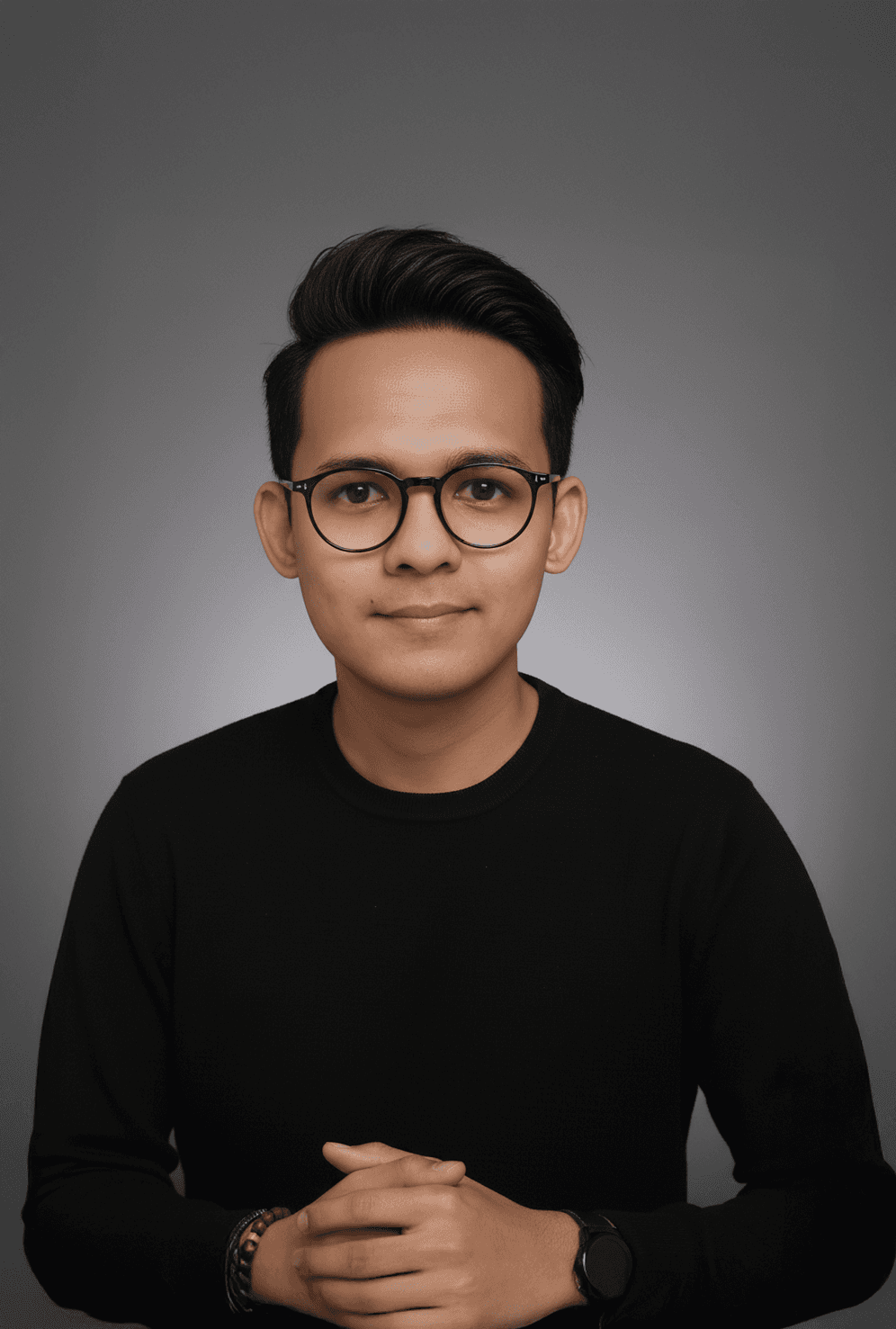 Portrait of portfolio creator – back view