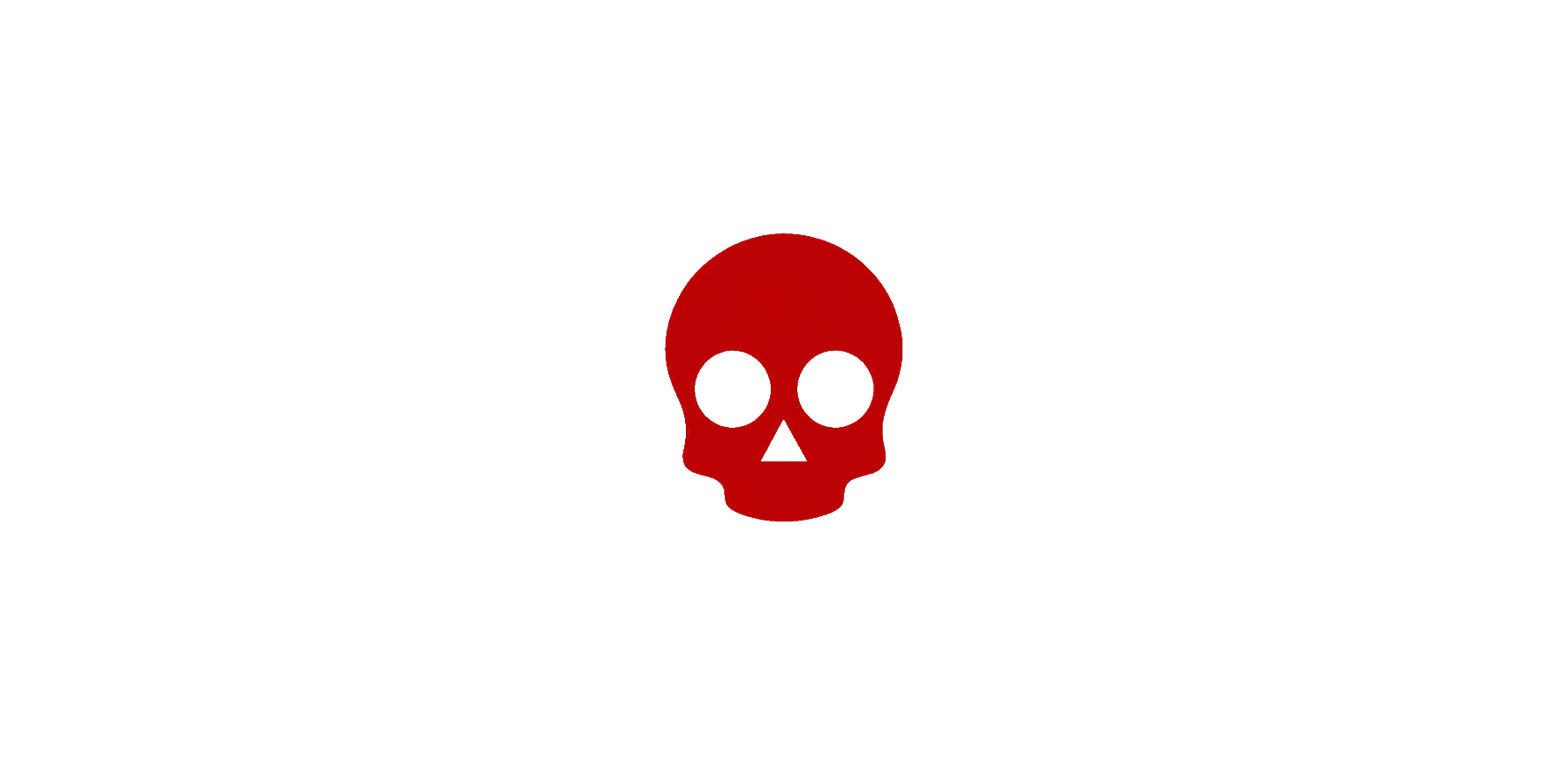 Rebel Media white logo with red skull
