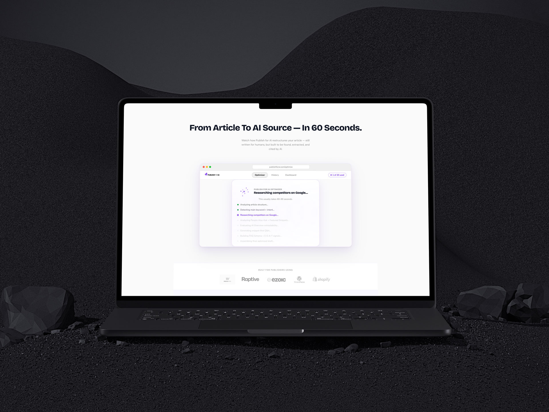 PublishforAI Website in a Mackbook Mockup