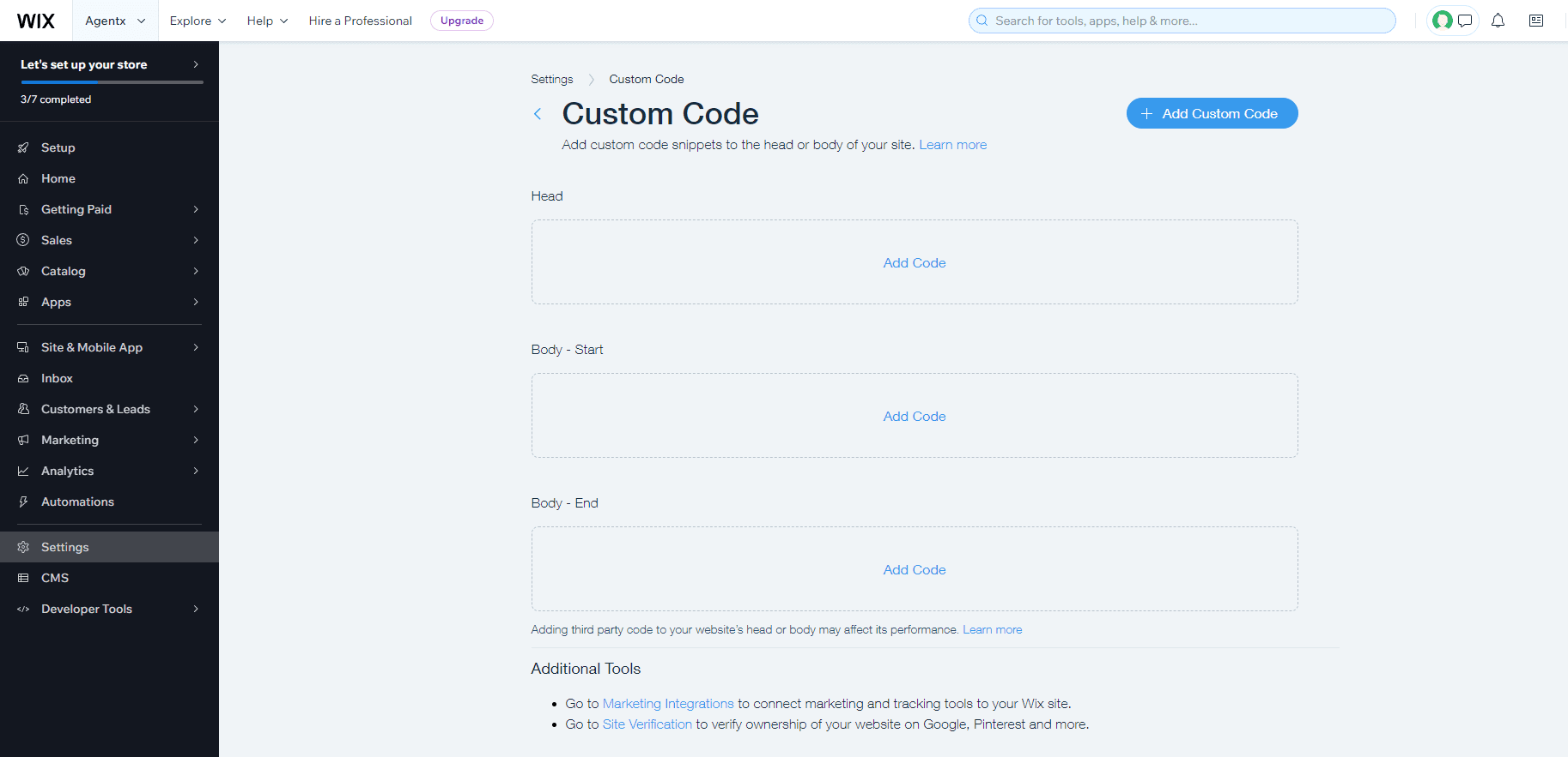 WIX custom code