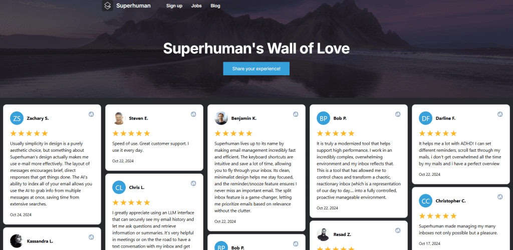 Superhuman's wall of love