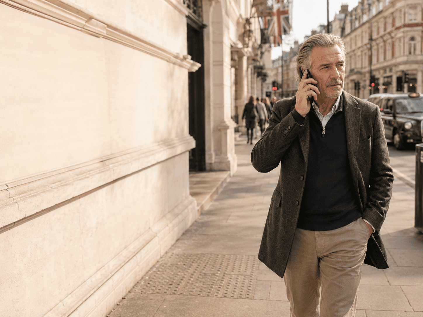 Portfolio landlord speaking on the phone in London