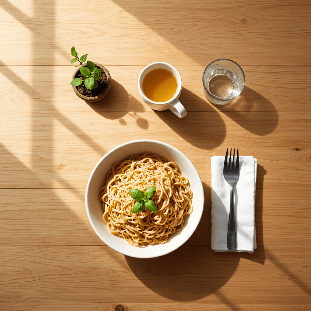 product photography of bowl of instant noodles