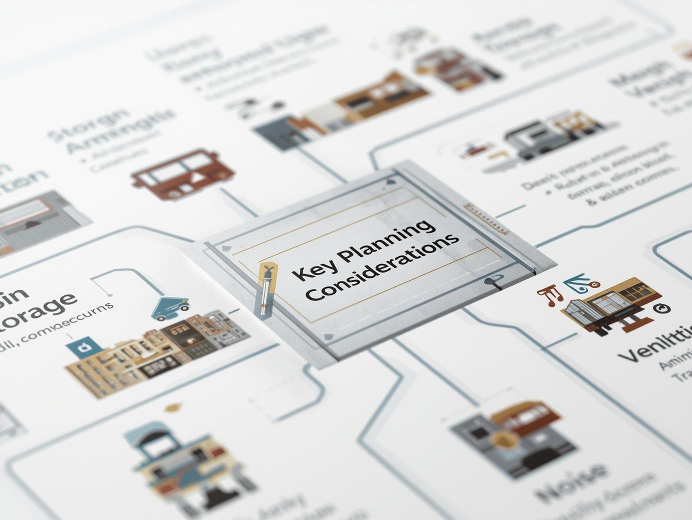 Infographic showing key planning considerations for a change‑of‑use application.”