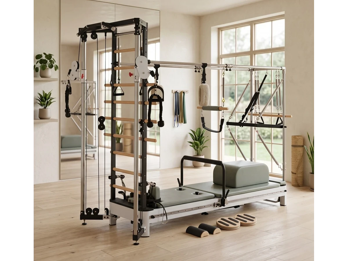 Équipement Pilates 6 en 1 — Aluminium, équipement de studio Pilates en aluminium dans un studio de Pilates professionnel