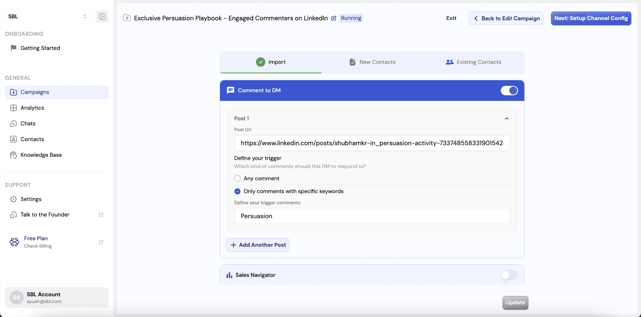 LinkedIn Comment Automation, SBL