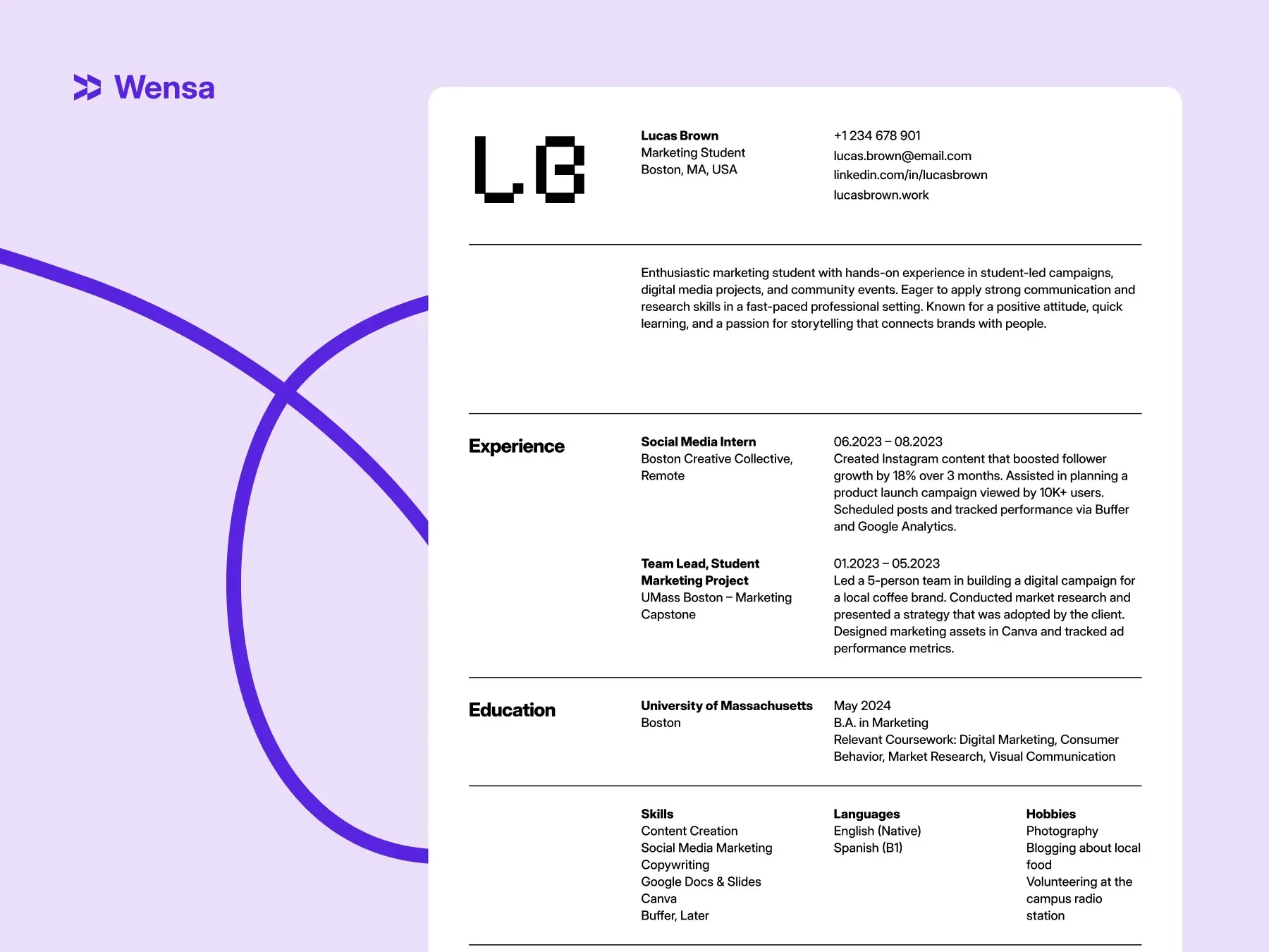 student or recent graduate resume