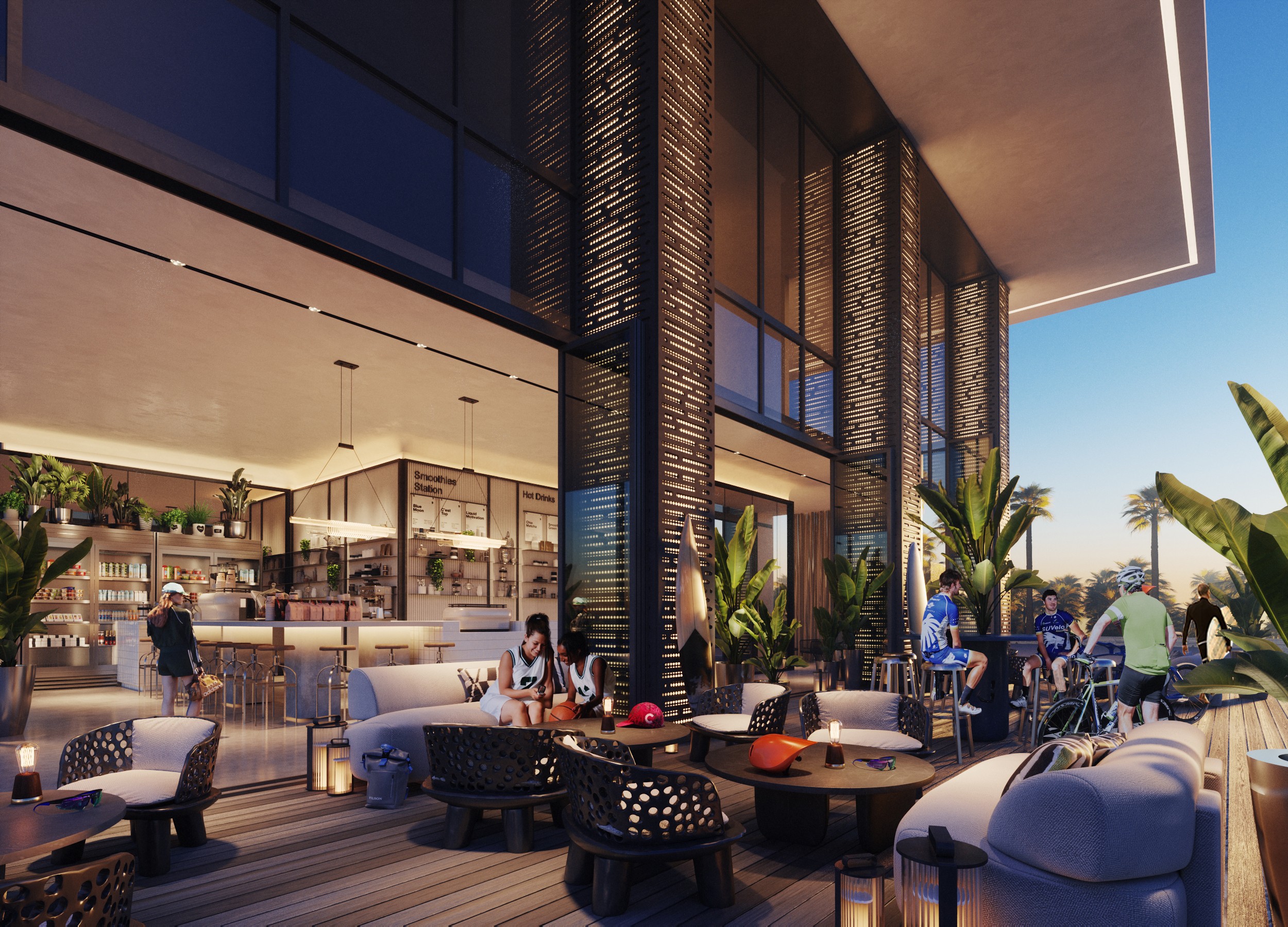 Interior render, public restaurant and lounge