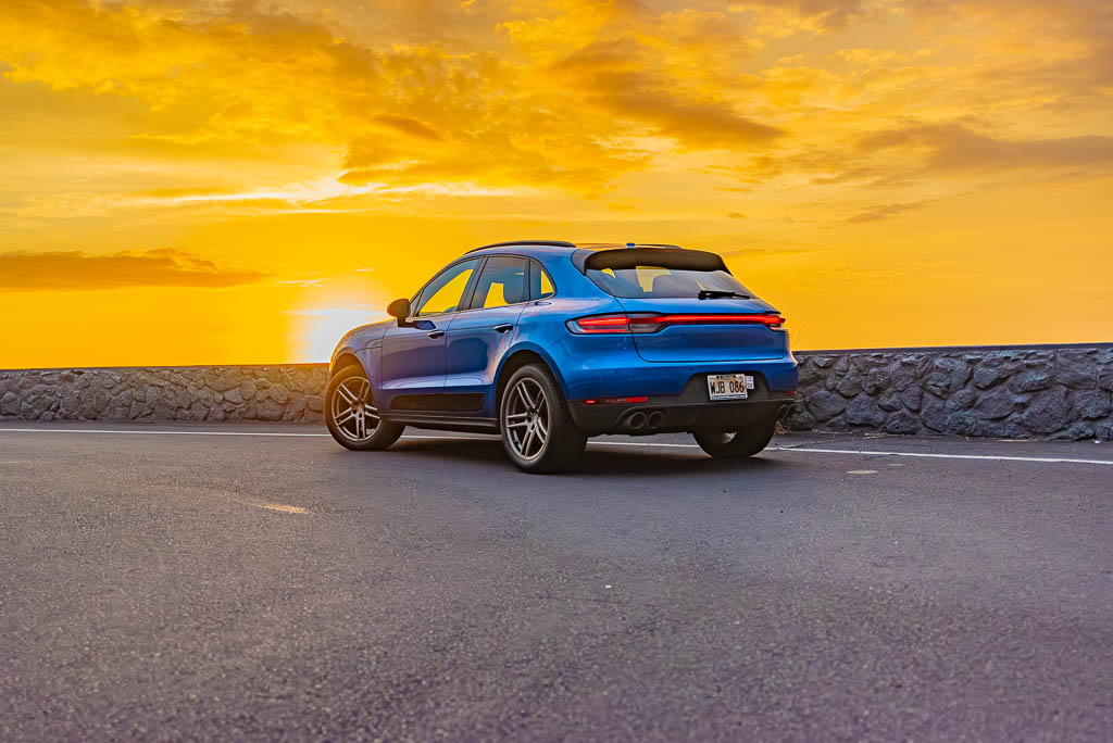Blue Porsche Macan Rent Big Island Hawaii