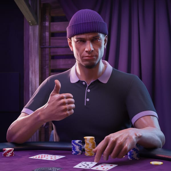Poker player shows thumb up