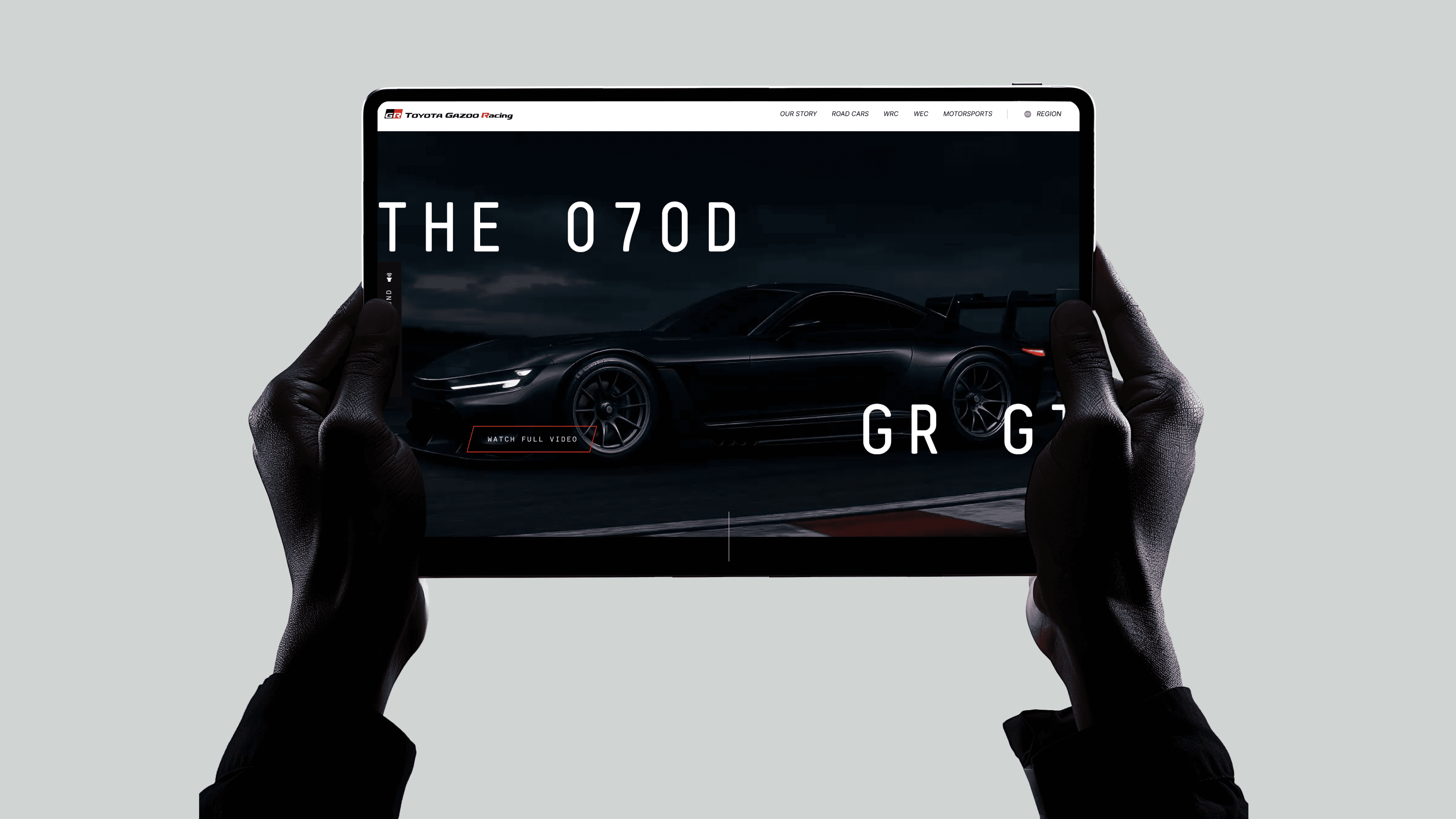 ipad screen of the new toyota GR Supra Sport webpage