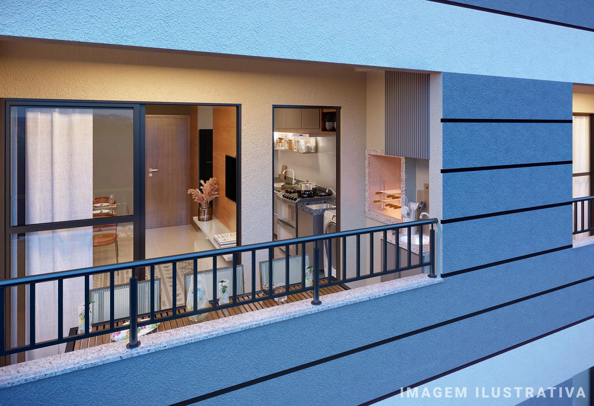 Curved modern skyscraper against a clear blue sky.