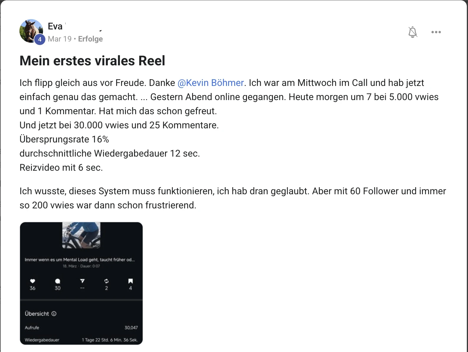 Erfahrungsbericht KI Creator Akademie: Evas erstes virales Reel erreicht 30.000 Aufrufe