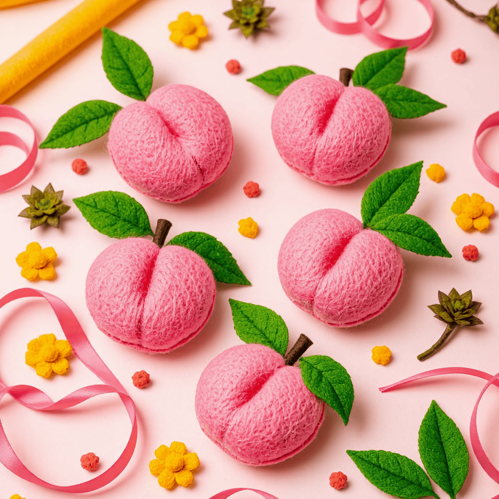 product photography of felt decorations
